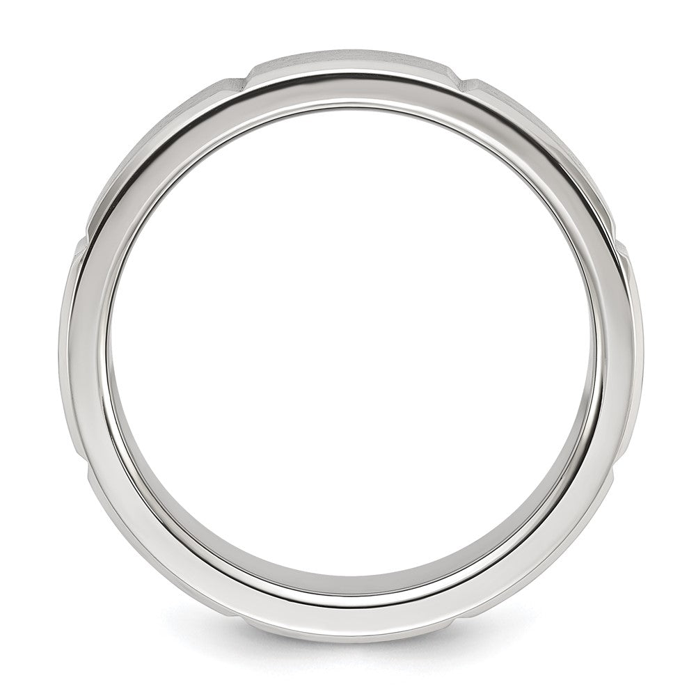 Chisel Stainless Steel Brushed and Polished Grooved Band