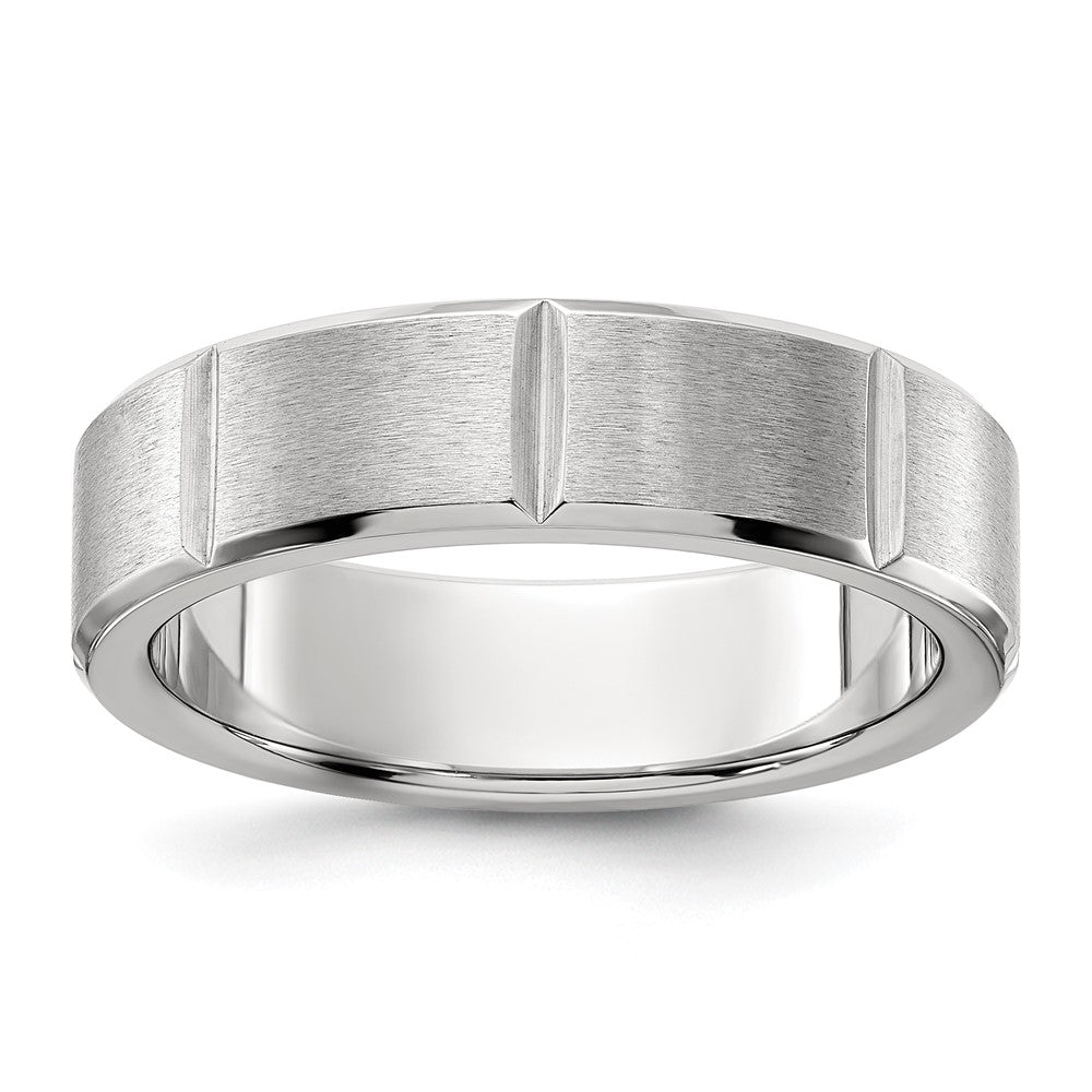 Chisel Stainless Steel Brushed and Polished Grooved Band