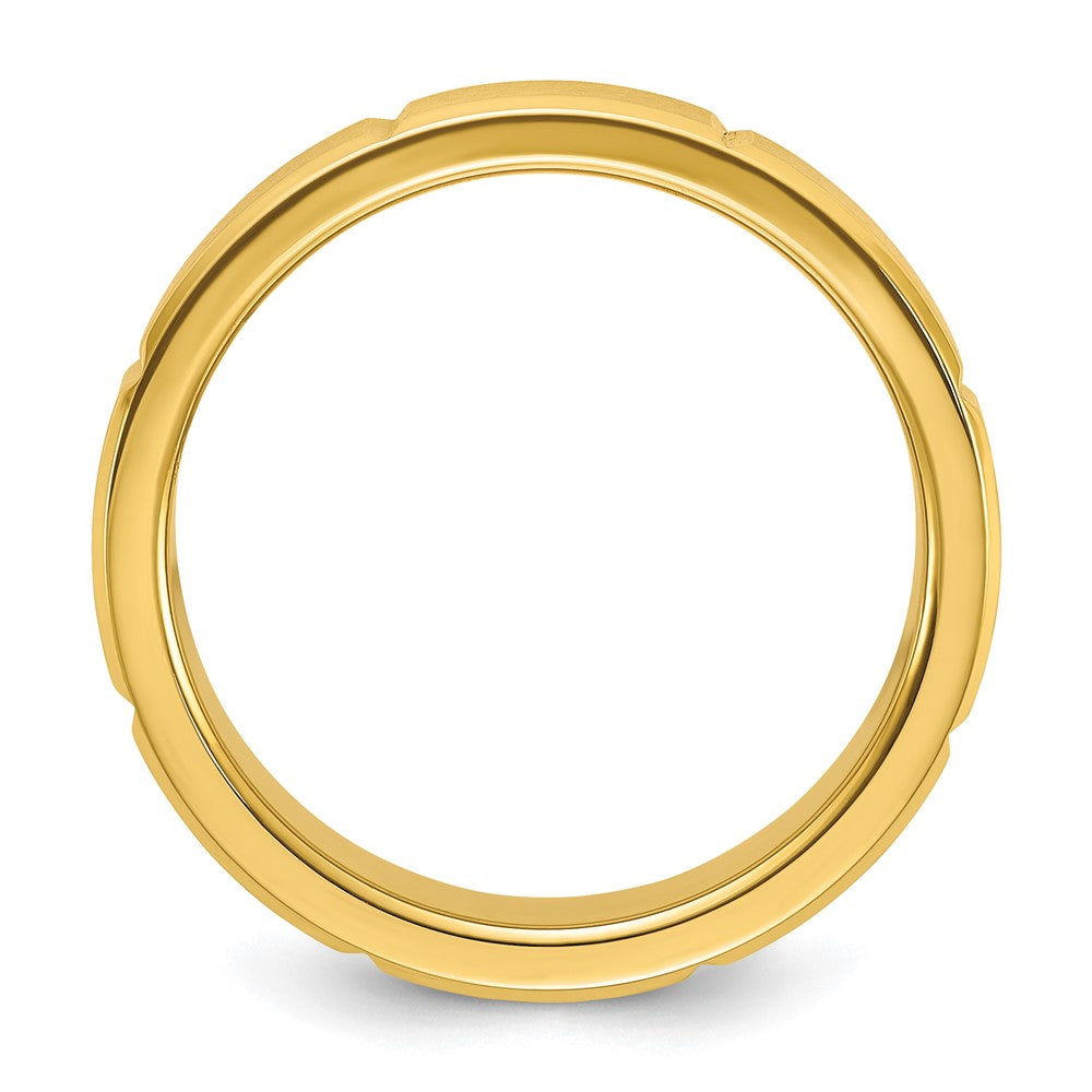 Chisel Stainless Steel Brushed and Polished Yellow IP-plated Grooved Band