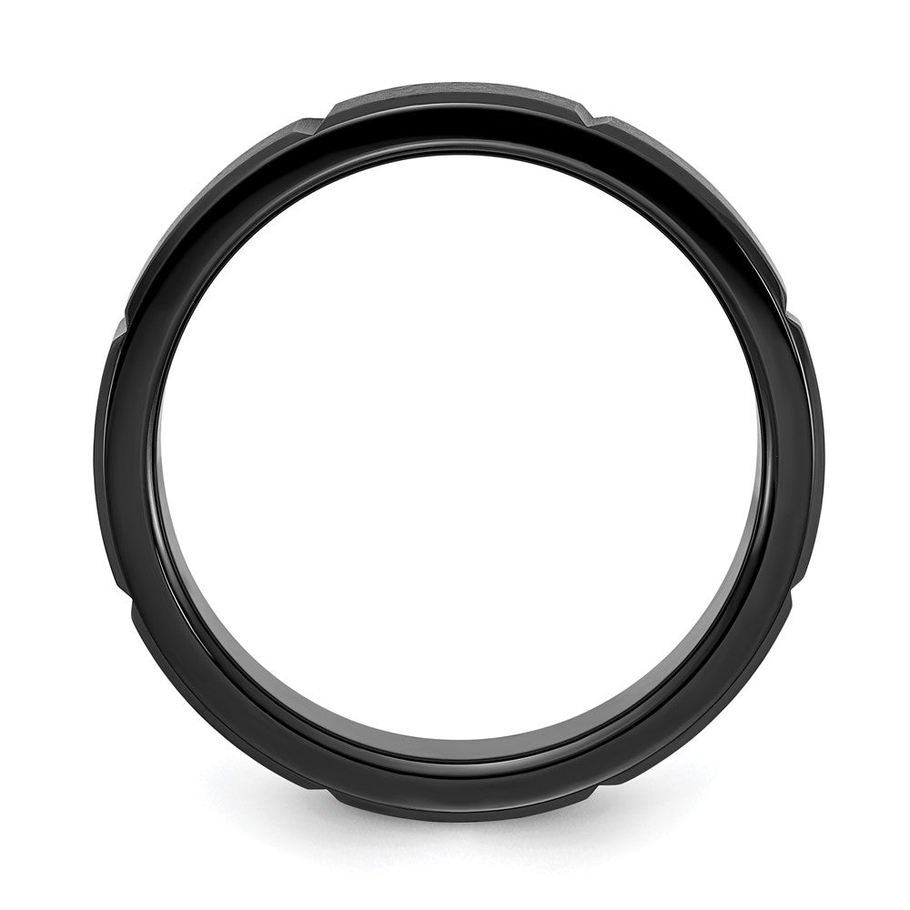 Chisel Stainless Steel Brushed and Polished Black IP-plated Grooved Band