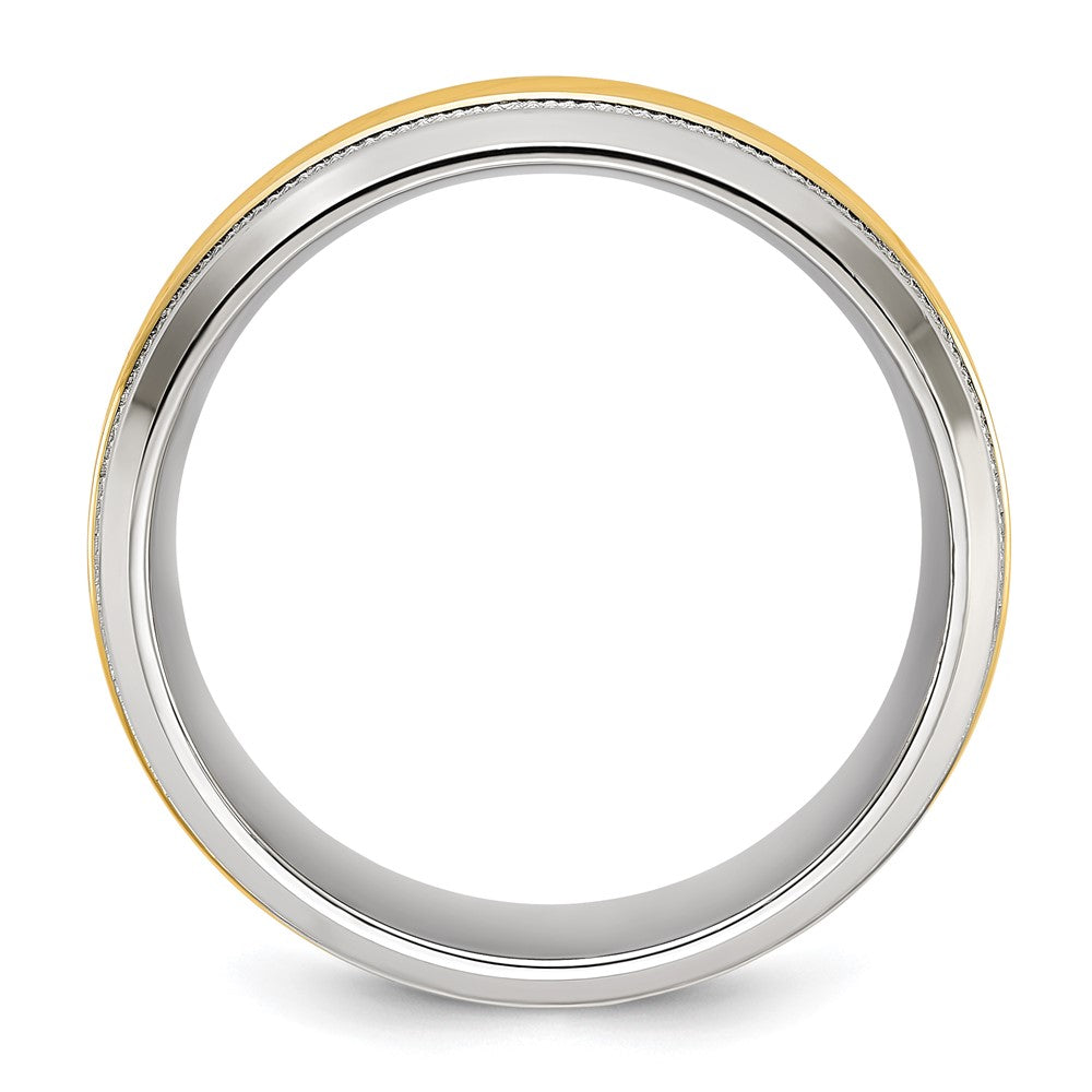 Chisel Stainless Steel Polished with Yellow IP-plated Grooved Center Band
