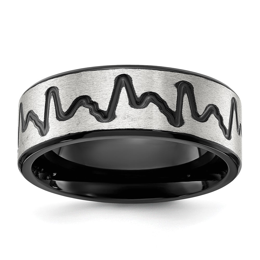 Chisel Stainless Steel Brushed Black IP-plated Heartbeat Band