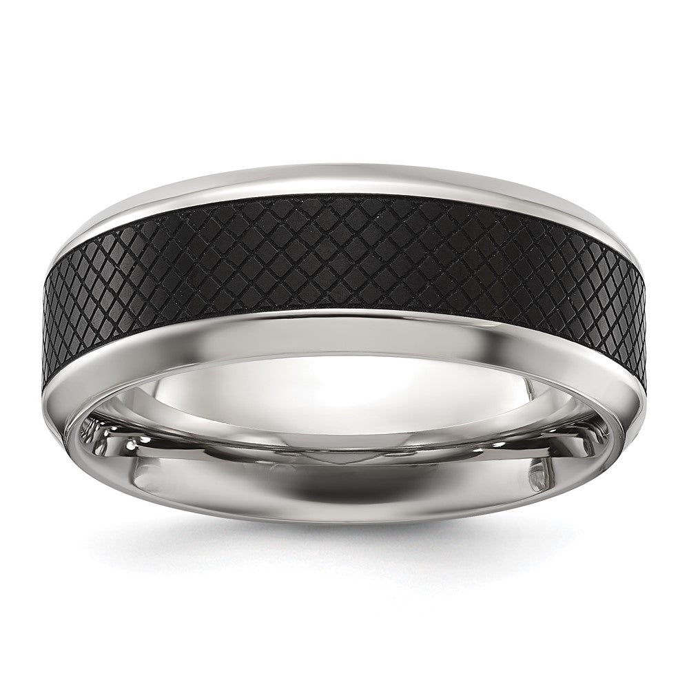 Chisel Stainless Steel Polished with Textured Black IP-plated Center Band