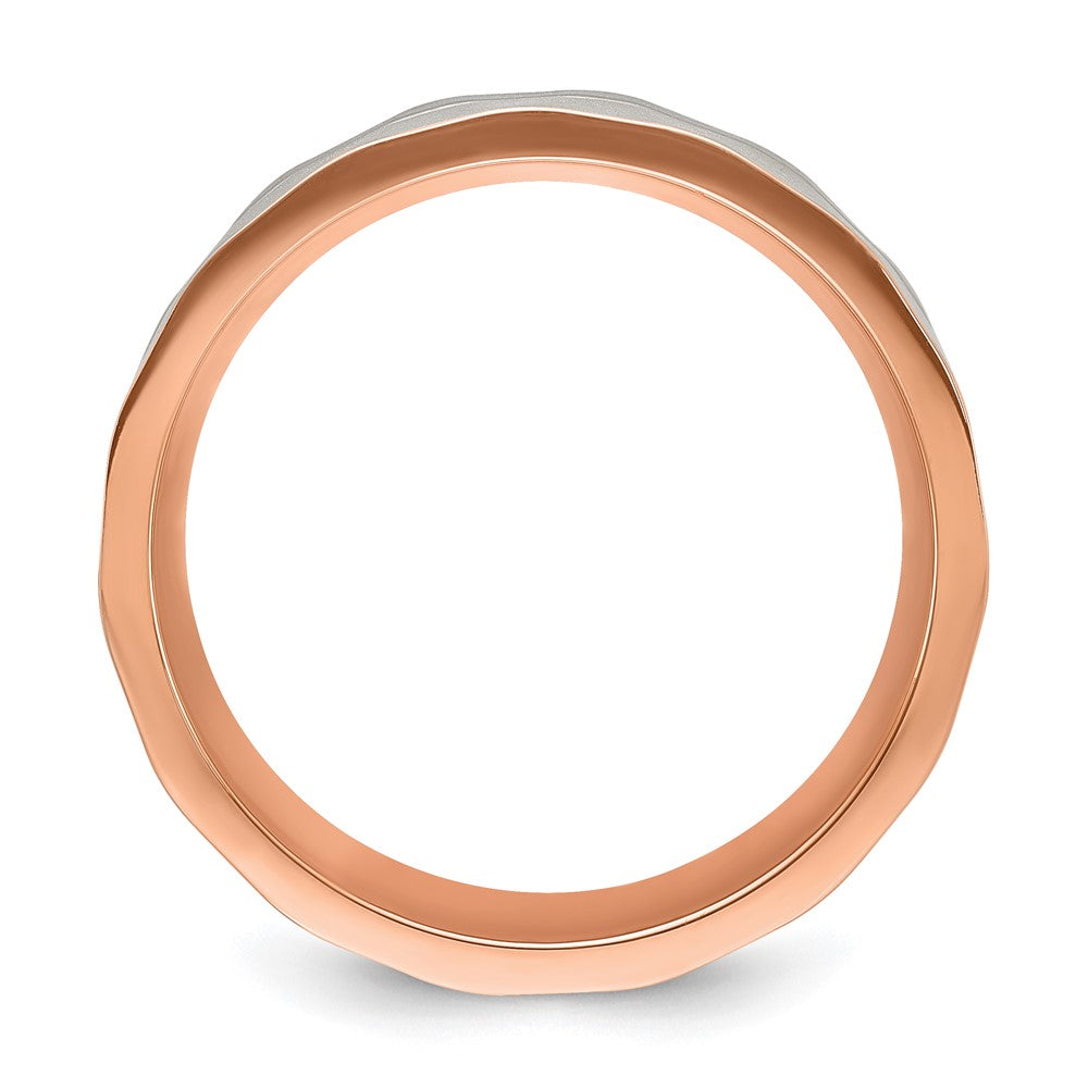 Chisel Stainless Steel Brushed and Polished Faceted Rose IP-plated Band