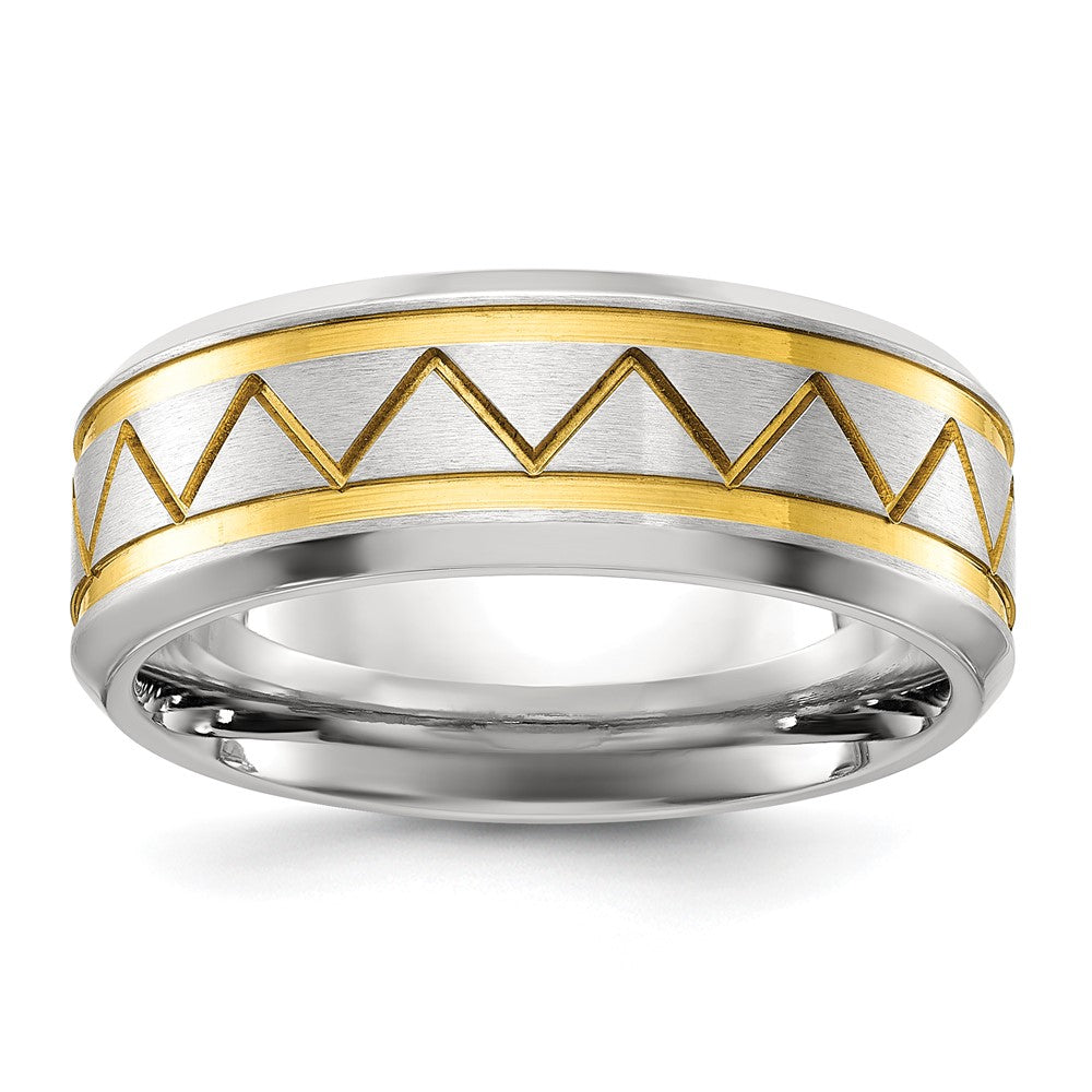 Chisel Stainless Steel Brushed and Polished Yellow IP-plated Band