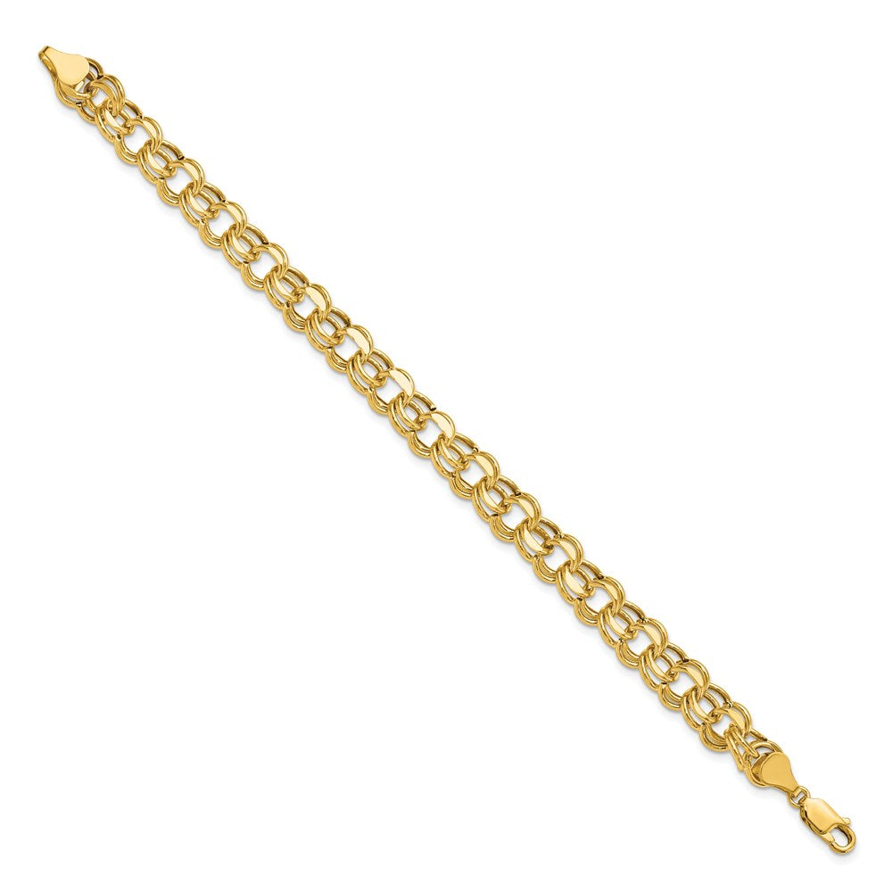 14k Hollow Double Link Charm Bracelet
