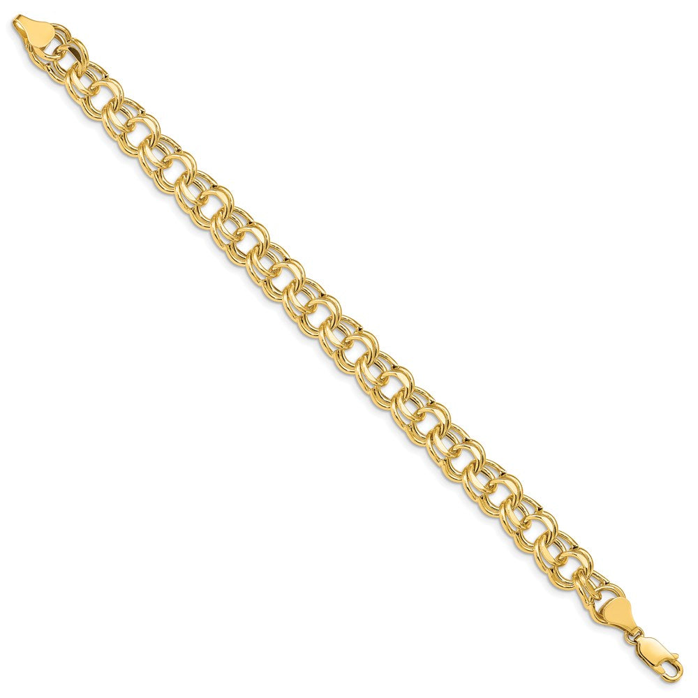 14k Hollow Double Link Charm Bracelet