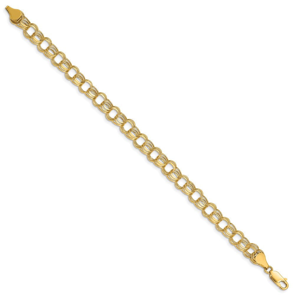 14k Hollow Triple Link Charm Bracelet