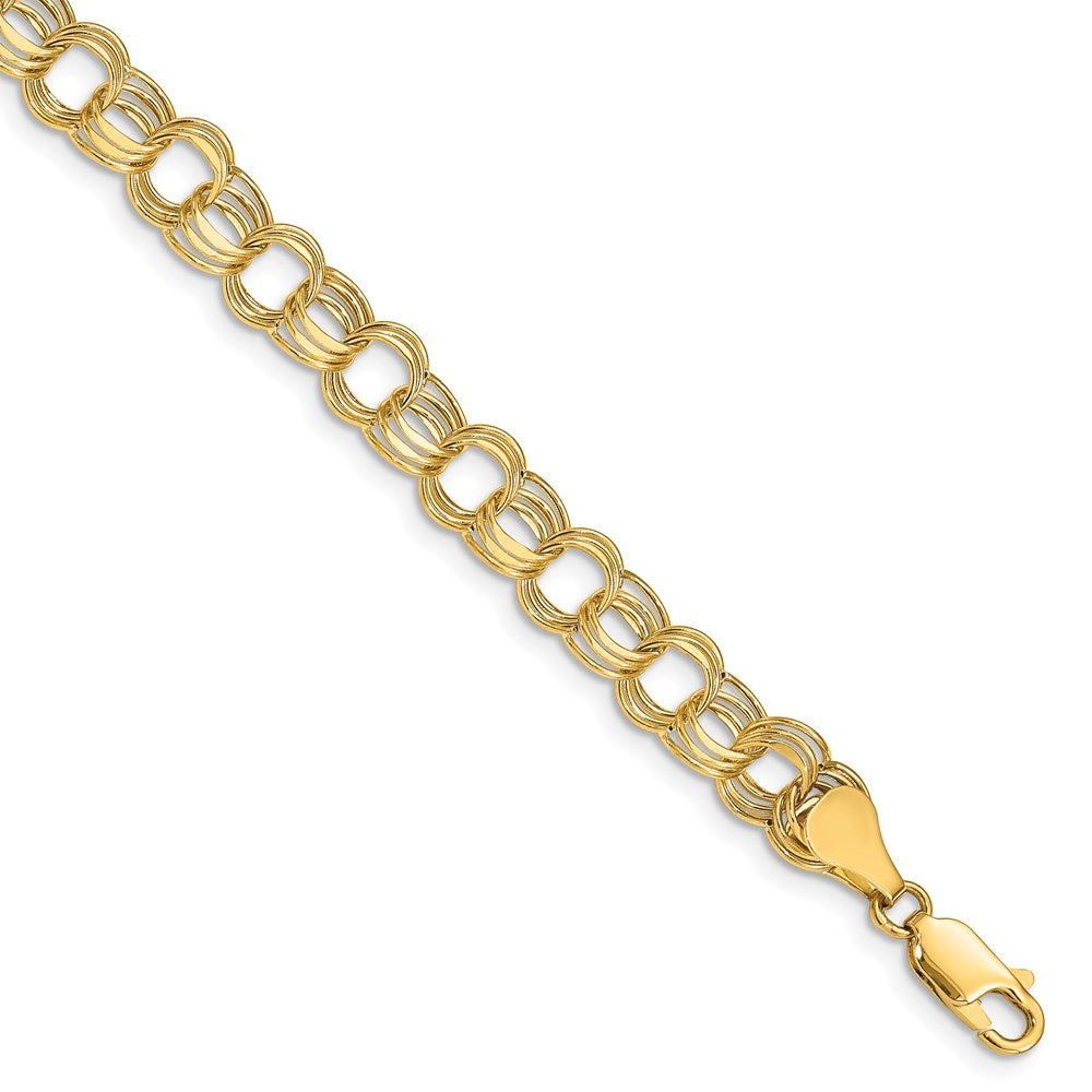 14k Hollow Triple Link Charm Bracelet