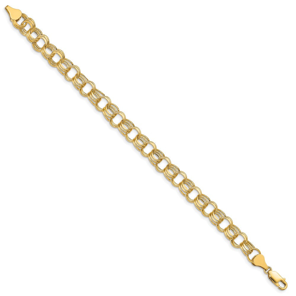 14k Hollow Triple Link Charm Bracelet