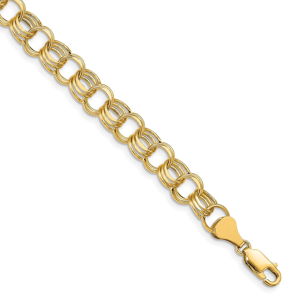 14k Hollow Triple Link Charm Bracelet