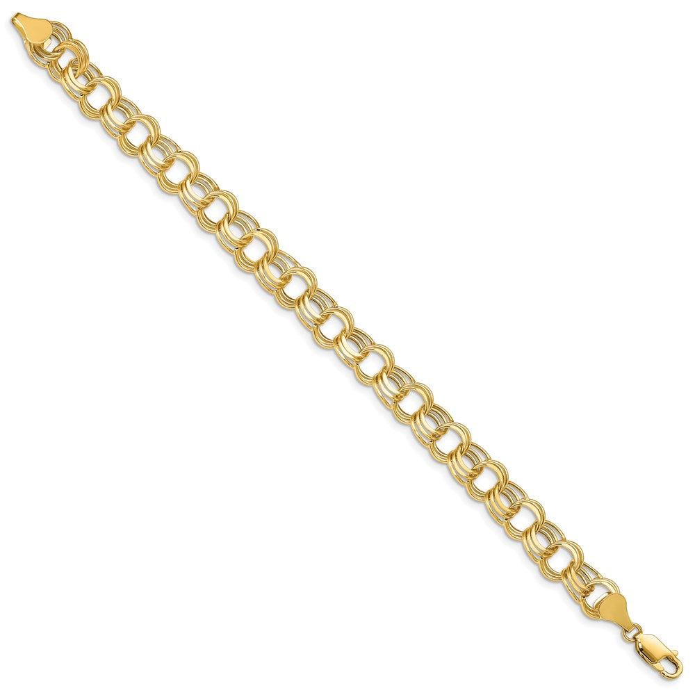 14k Hollow Triple Link Charm Bracelet