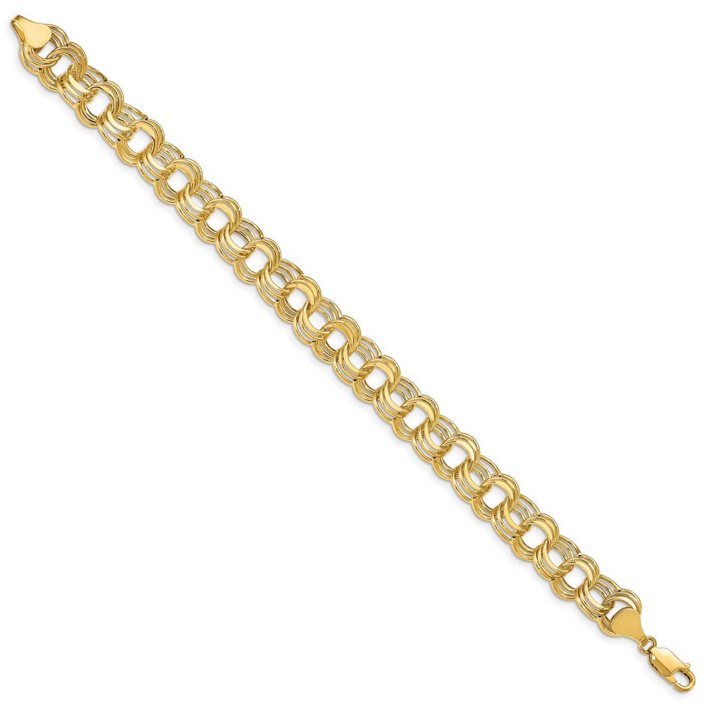 14k Hollow Triple Link Charm Bracelet