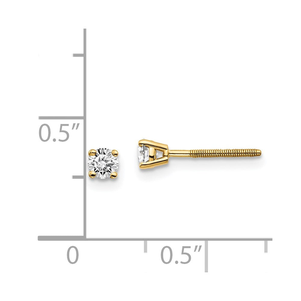 14ky .25ct. SI3 G-I Diamond Stud Thread on/off Post Earrings