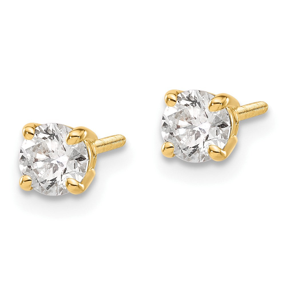 14ky .60ct. SI3 G-I Diamond Stud Thread on/off Post Earrings