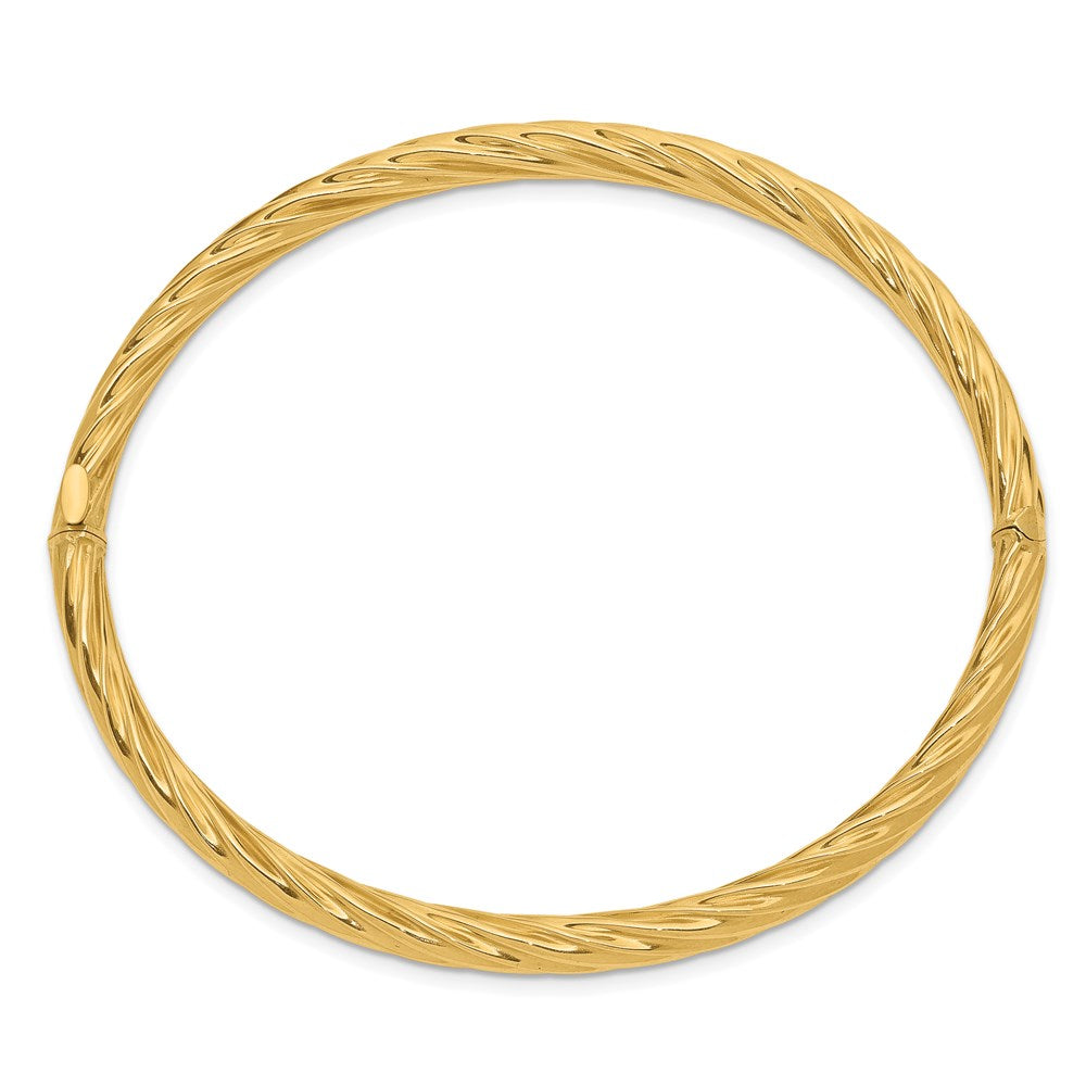 14k 4/16 Oversize Textured Hinged Bangle Bracelet