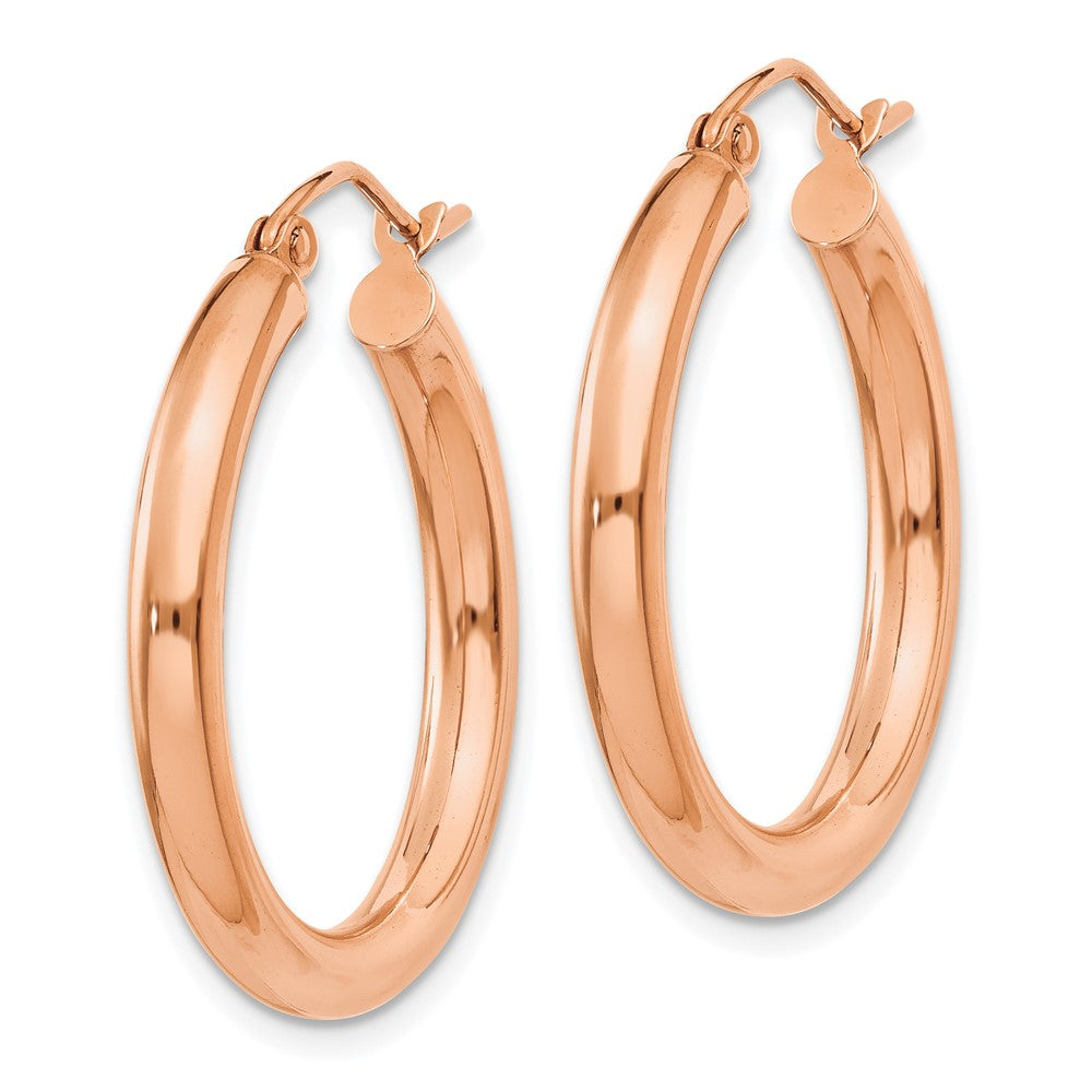 14k Rose Gold 3x Polished Lightweight Tube Hoop Earrings