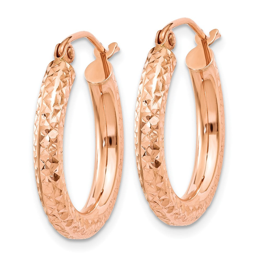 14k Rose Gold Diamond-cut Hoop
