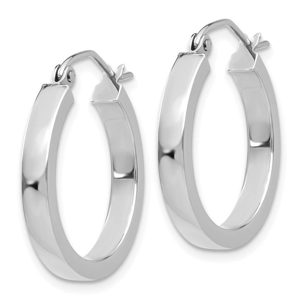 14k White Gold 2x Polished Rectangle Tube Hoop Earrings
