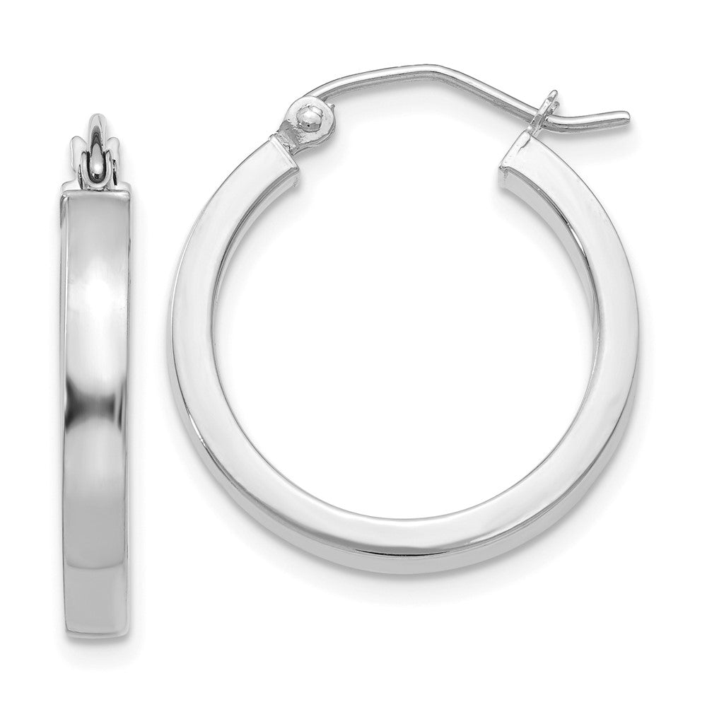 14k White Gold 2x Rectangle Tube Hoop