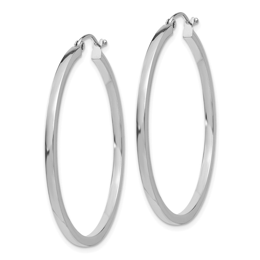 14k White Gold 2x Square Tube Hoop Earrings