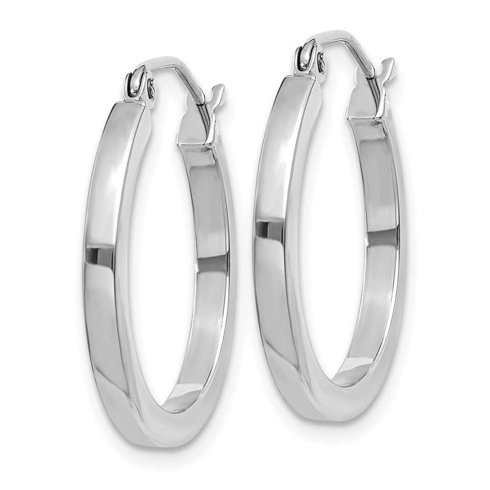 14k White Gold Square Tube Hoops
