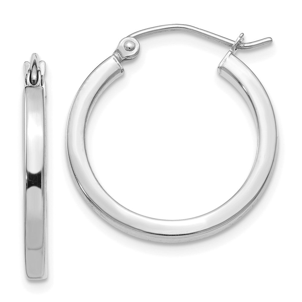 14k White Gold Square Tube Hoops