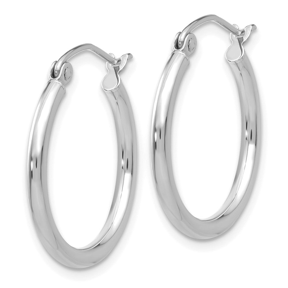 14k White Gold 2x Polished Tube Hoop Earrings