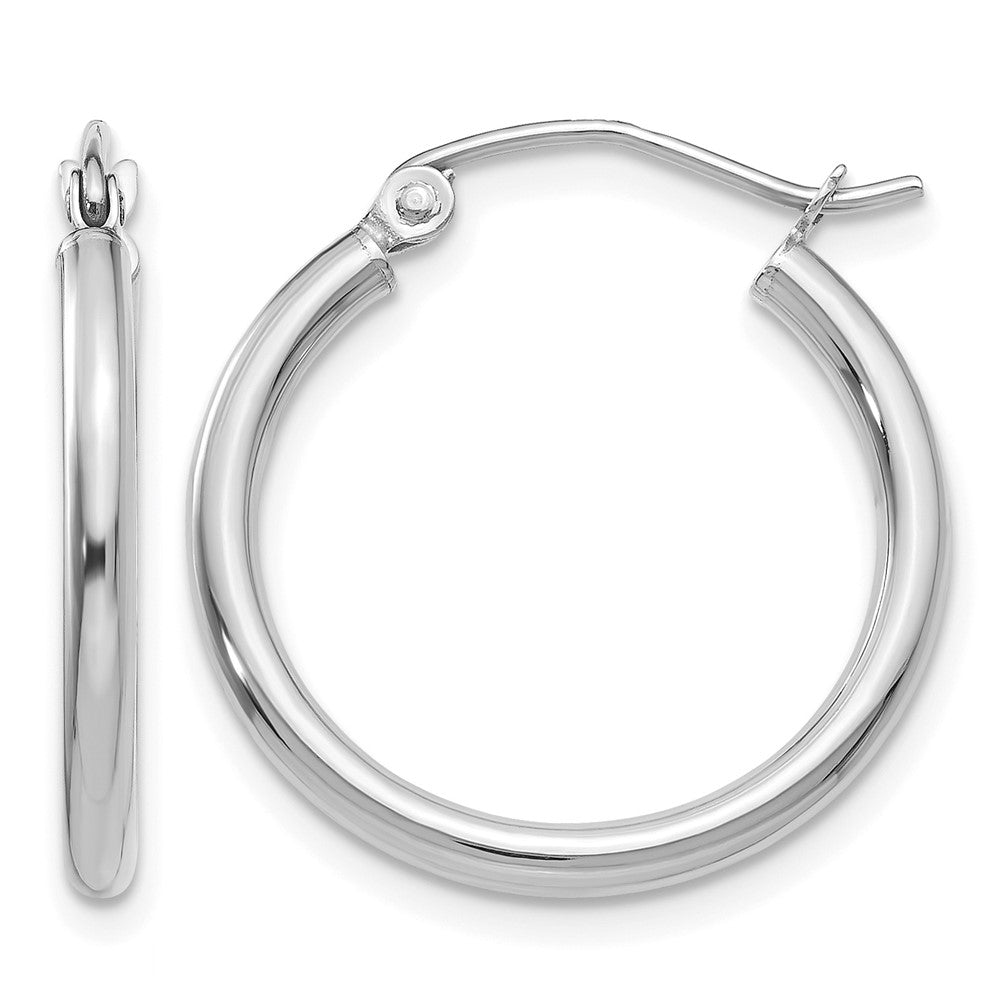 14k White Gold 2x Polished Tube Hoop Earrings