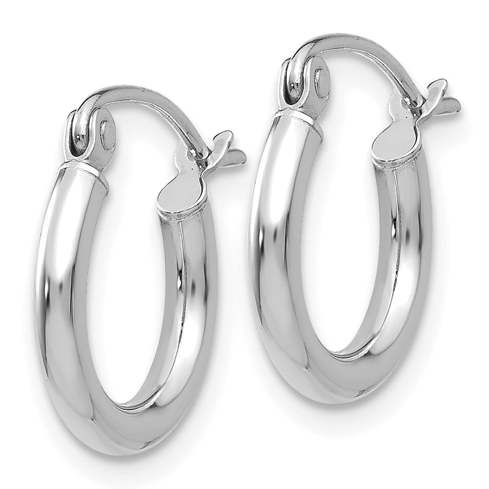 14k White Gold Polished 2x Tube Hoop Earrings