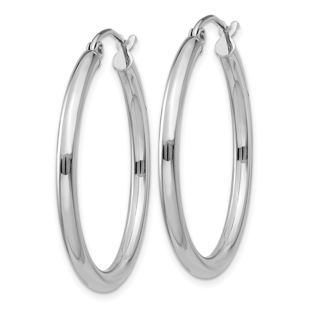 14K White Gold 2.5x Polished Round Tube Hoop Earrings