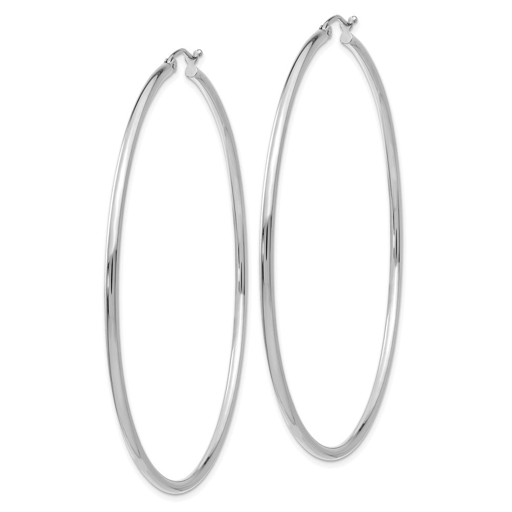 14K White Gold 2.5x Polished Lightweight Tube Hoop Earrings