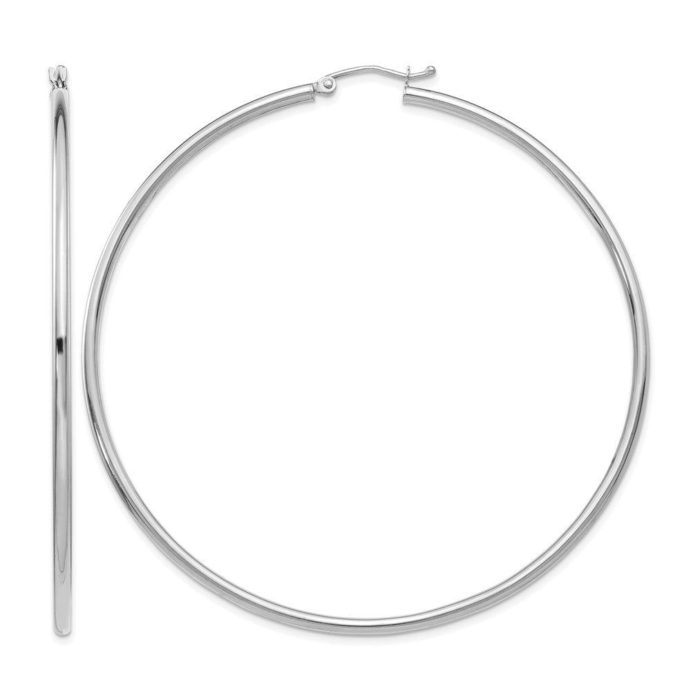 14K White Gold 2.5x Polished Lightweight Tube Hoop Earrings