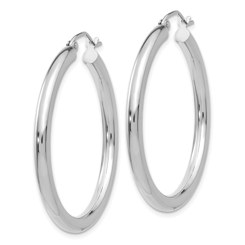 14K White Gold 3x Polished Tube Hoop Earrings