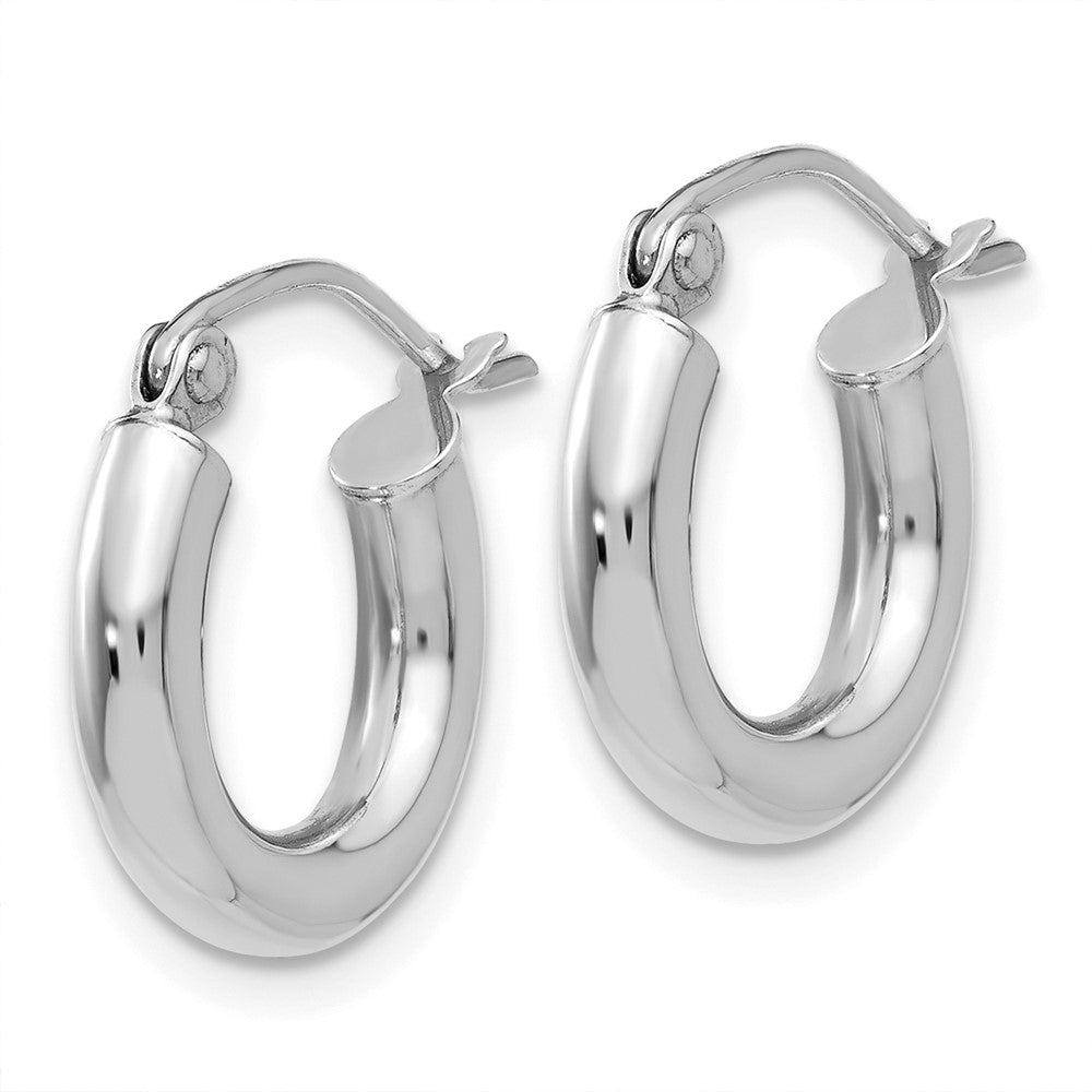 14k White Gold Polished Tube Hoop Earrings