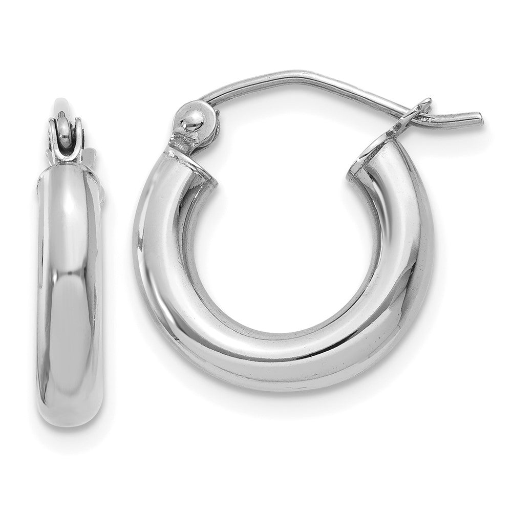 14k White Gold Polished Tube Hoop Earrings