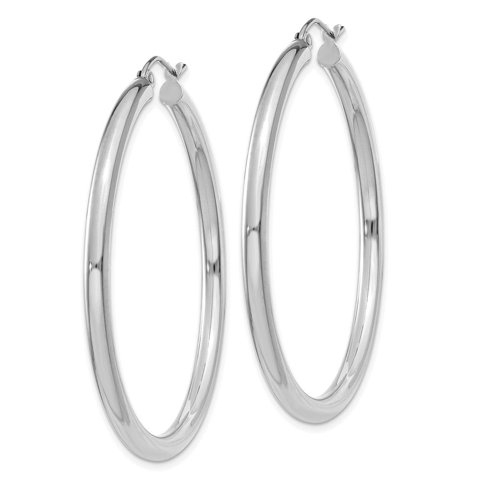14K White Gold 3x Polished Lightweight Tube Hoop Earrings