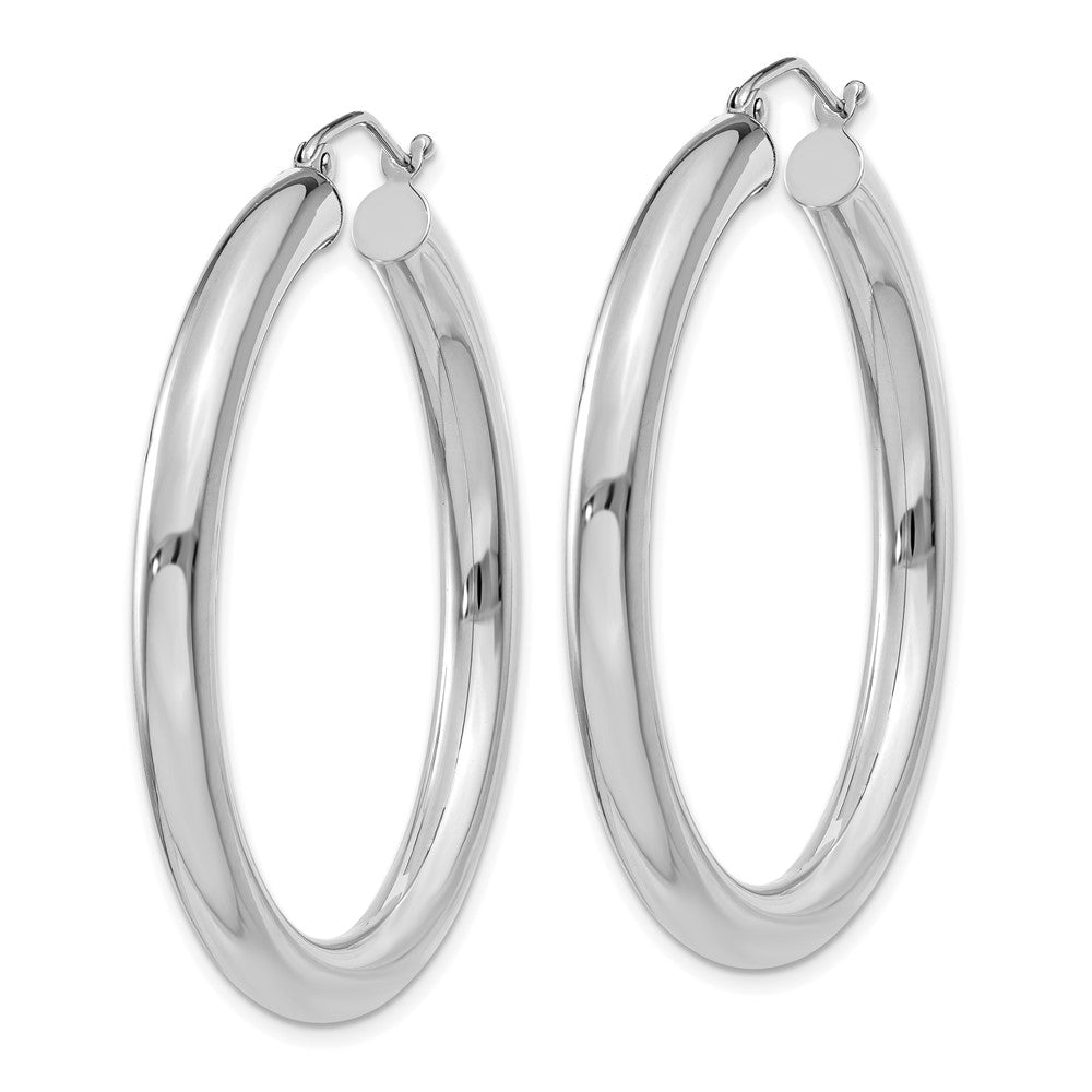 14K White Gold 4x Polished Tube Hoop Earrings