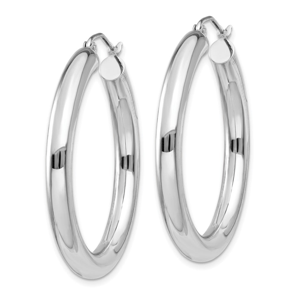 14K White Gold 4x Polished Lightweight Tube Hoop Earrings