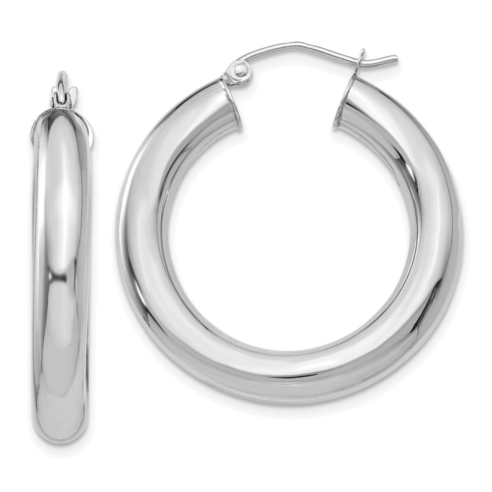 14k White Gold Polished Lightweight Hoop Earrings