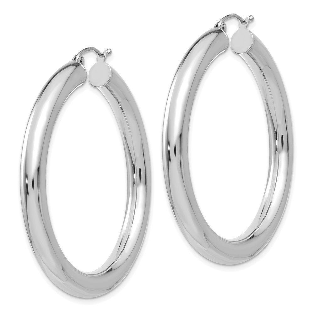 14k White Gold 5x Polished Tube Hoop Earrings