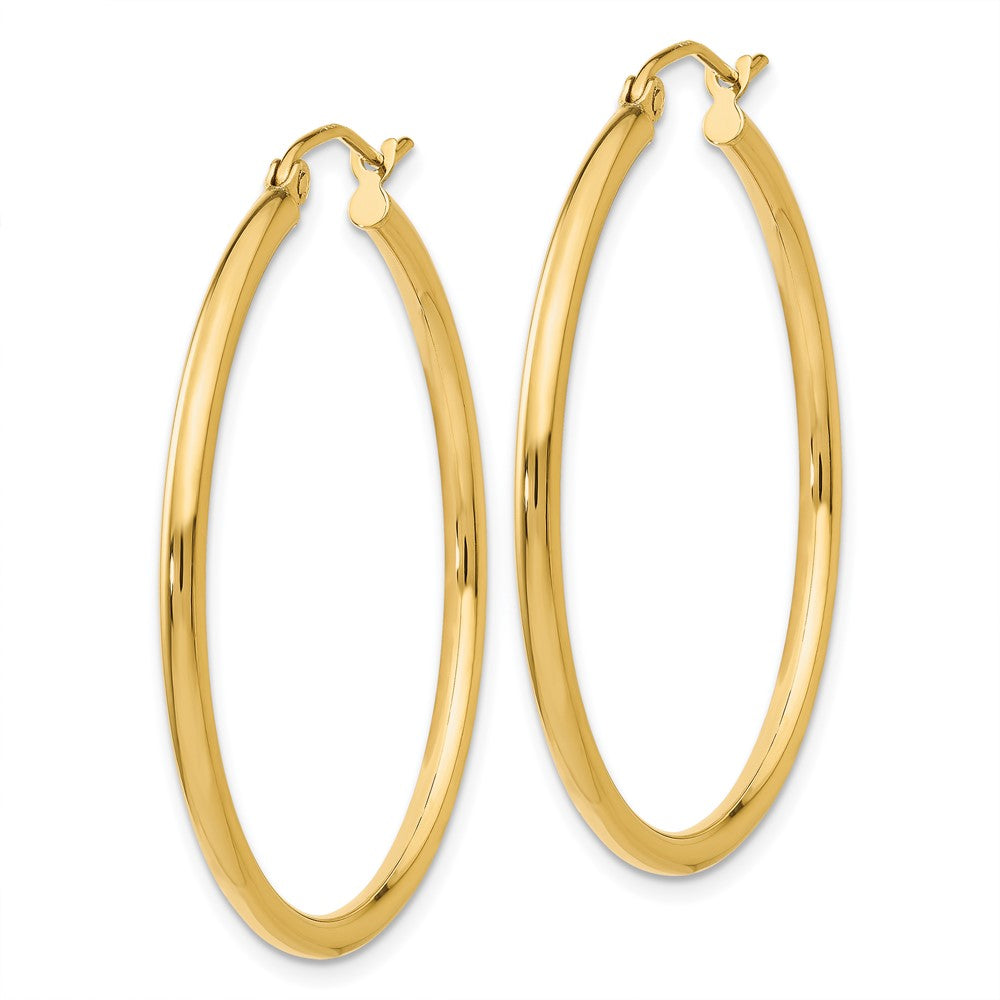 14k 2x Polished Tube Hoop Earrings