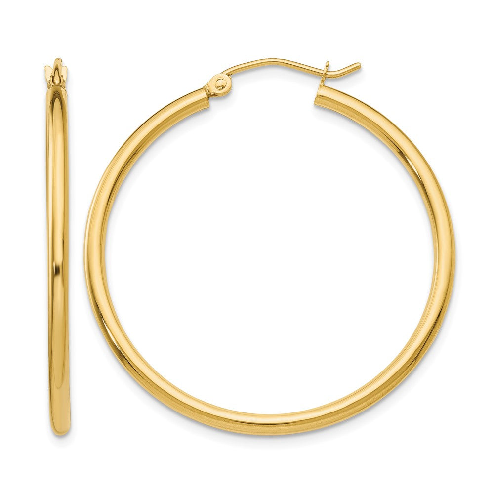 14k 2x Polished Tube Hoop Earrings