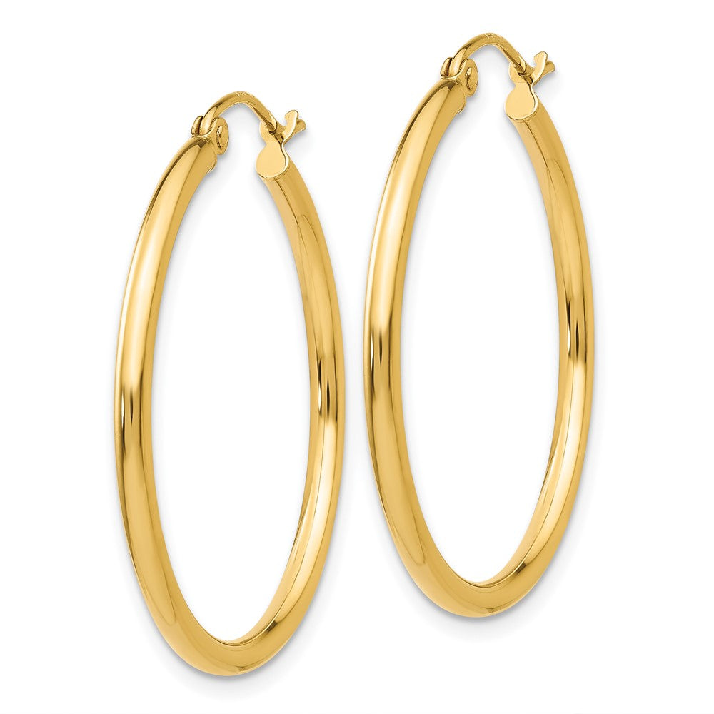 14k 2x Polished Lightweight Tube Hoop Earrings