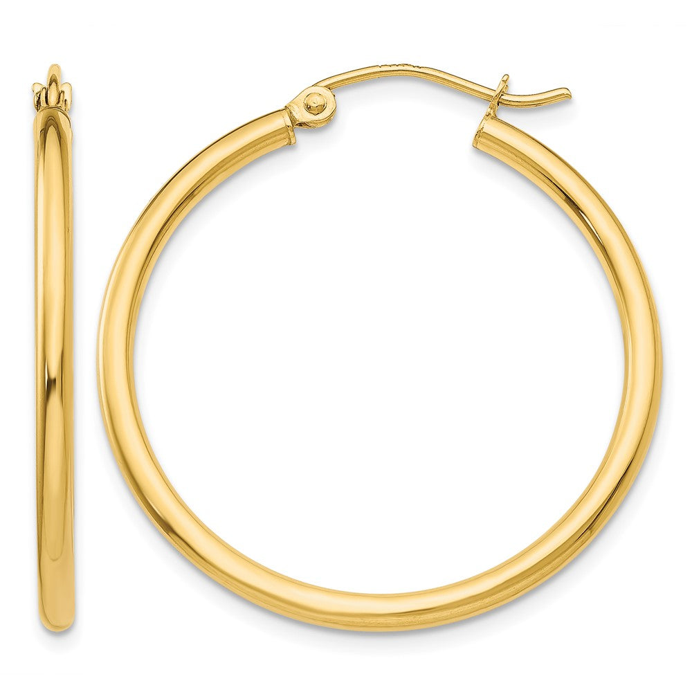 14k 2x Polished Lightweight Tube Hoop Earrings