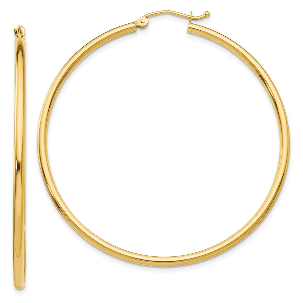14k Polished 2x Lightweight Tube Hoop Earrings
