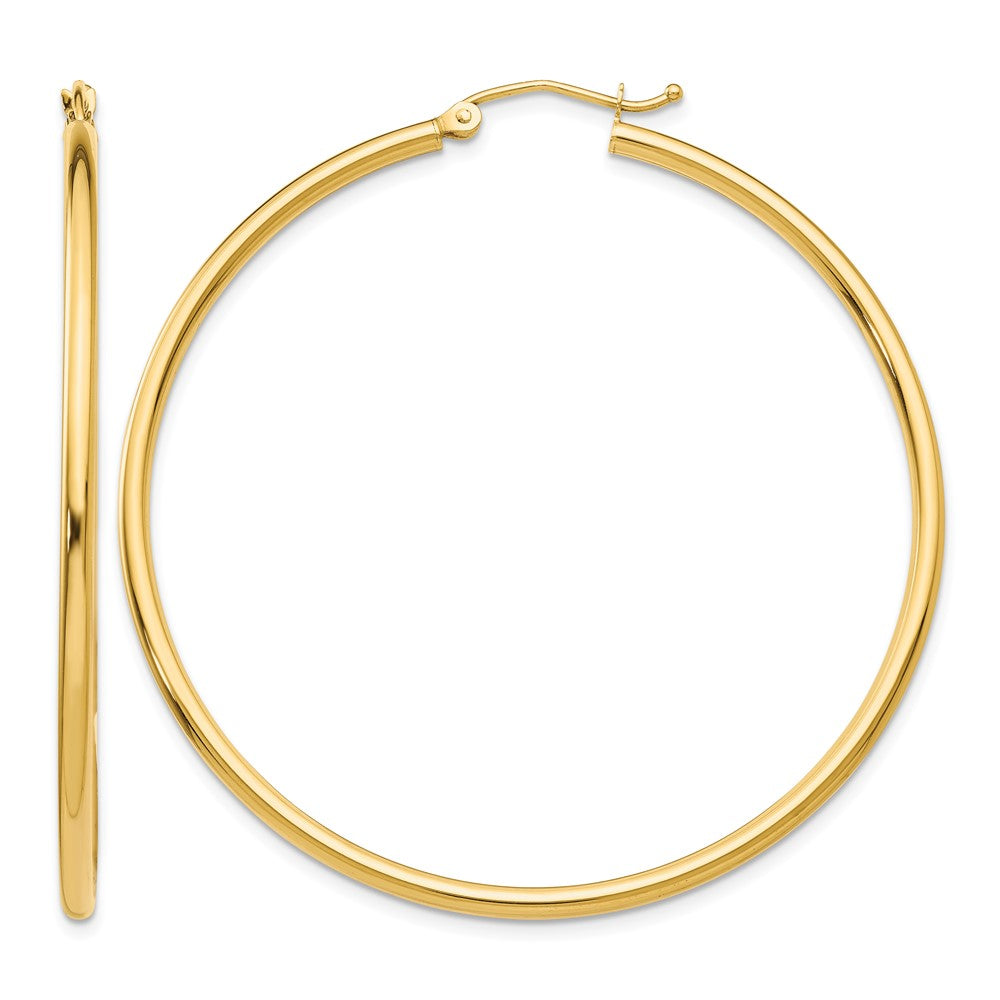 14k 2x Polished Lightweight Tube Hoop Earrings