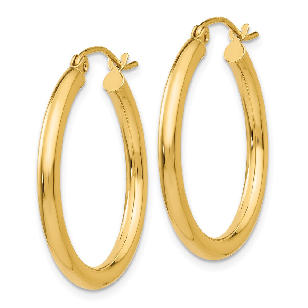 14K 2.5x Polished Round Tube Hoop Earrings