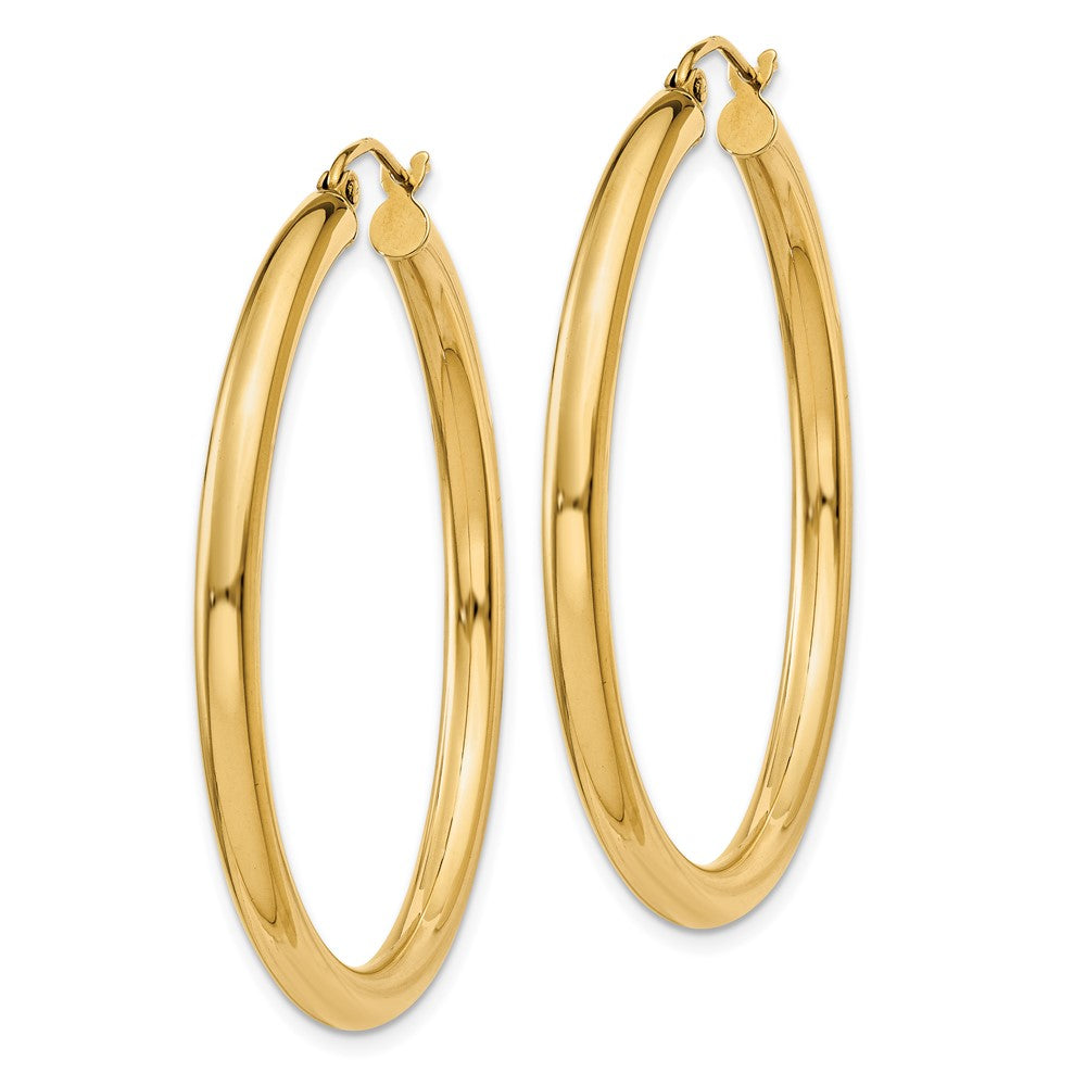 14K 3x Polished Tube Hoop Earrings