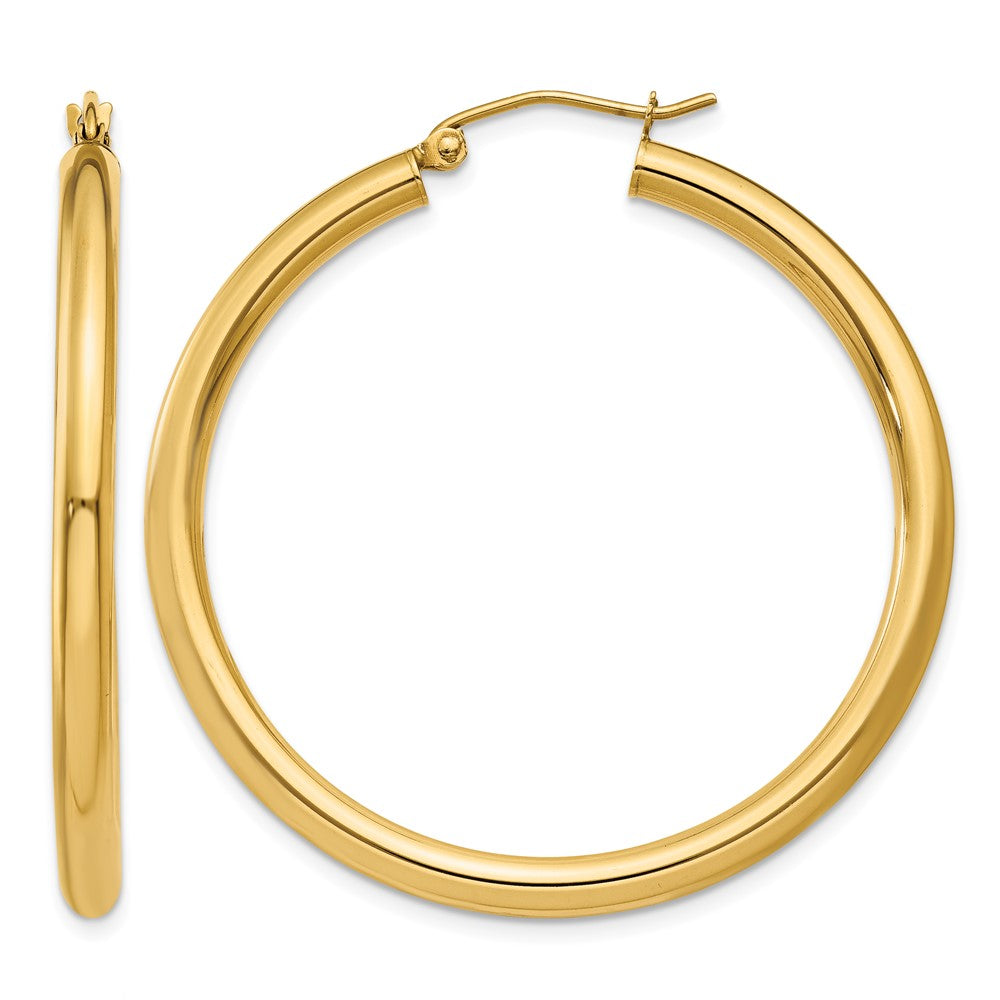 14K 3x Polished Tube Hoop Earrings